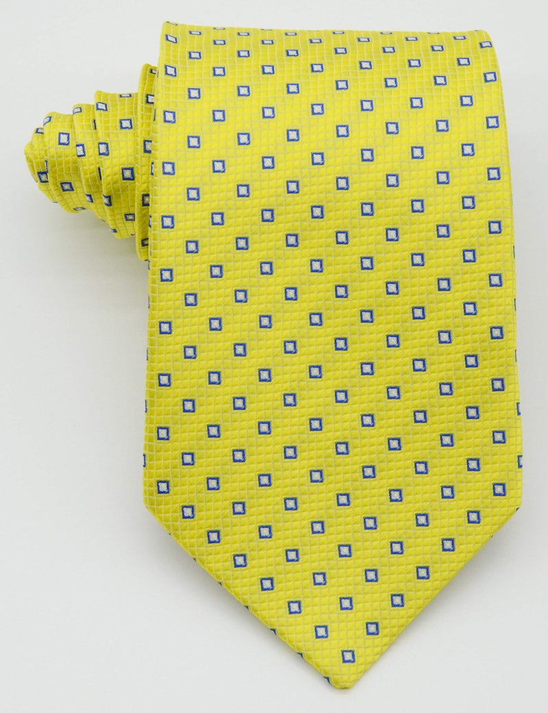 Geotae Zerun New Classic Solid Checks Paisley JACQUARD WOVEN Silk Men's Tie Necktie (Pattern Check Yellow) - Image 3
